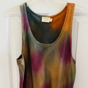 NWT Nation Ltd Lisette Tie Dye Satin Feel Tank Top Sz L Silky Boho Resort $101
